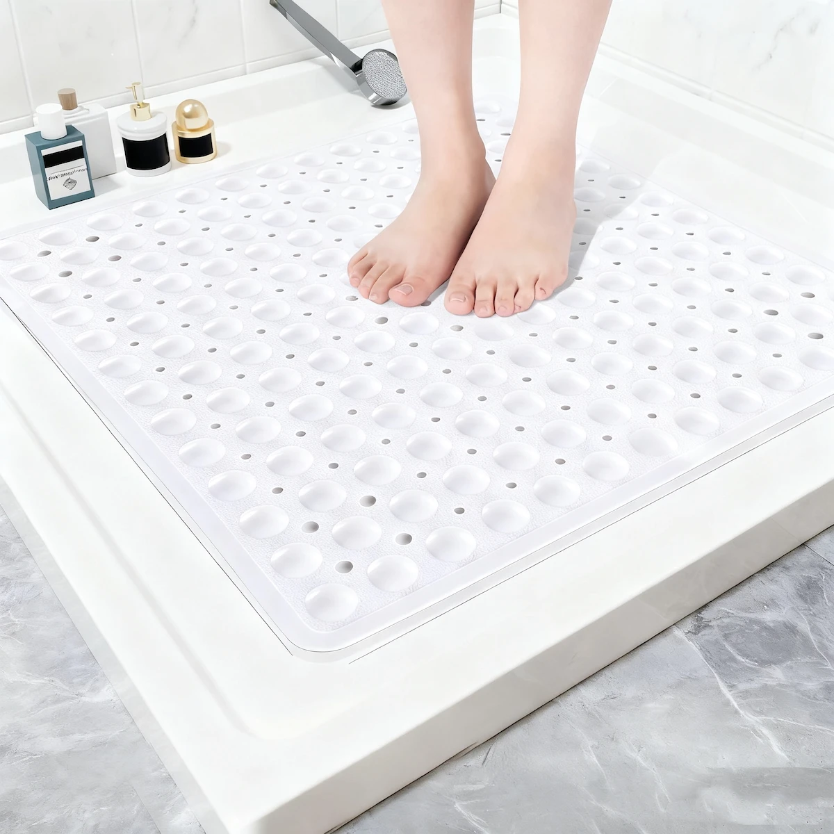 1pc Corner Shower Mat Non Slip - 53x 23cm Corner Shower Mats for Inside Shower, Non Slip Triangle Bath Mat for Bathroom - Image 9