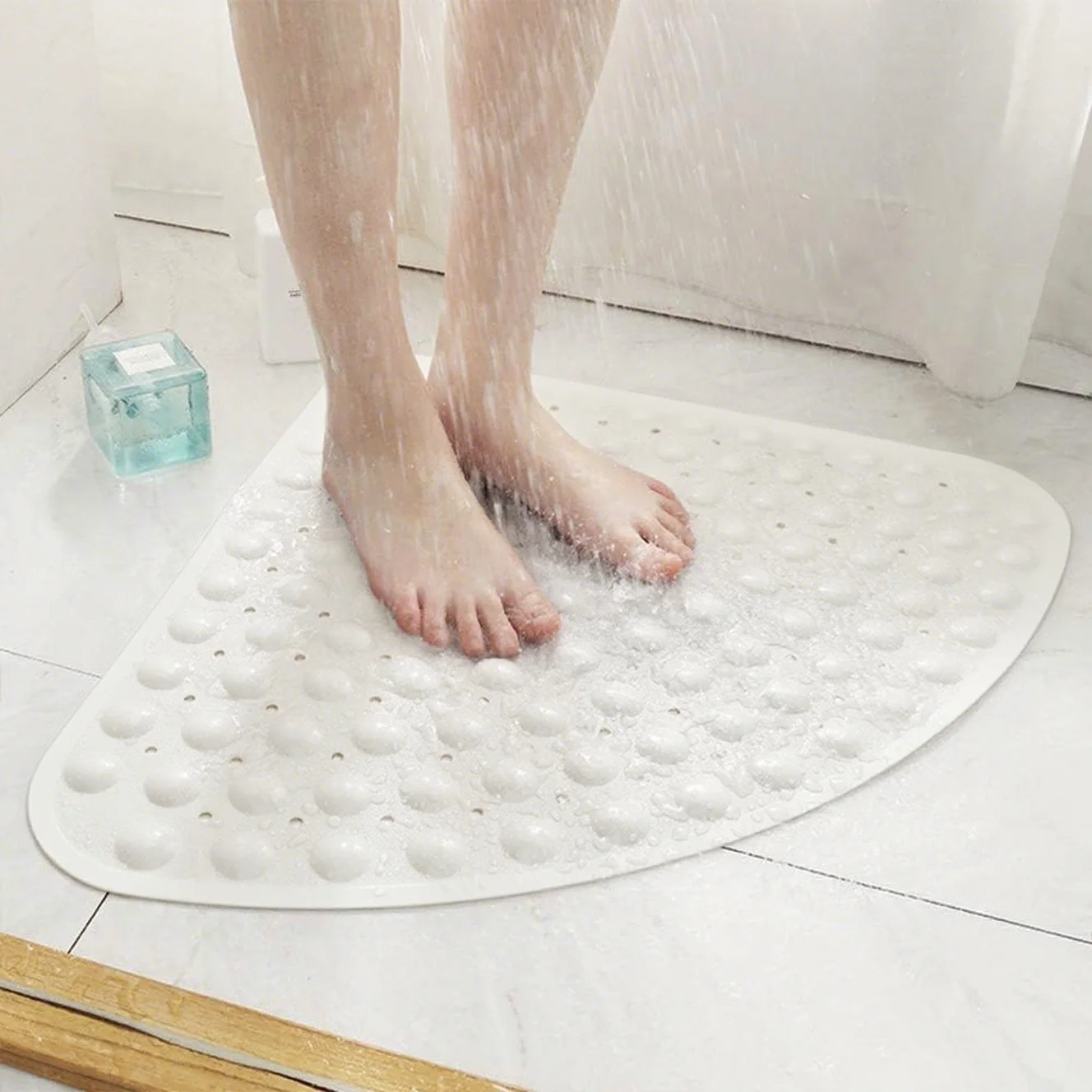 1pc Corner Shower Mat Non Slip - 53x 23cm Corner Shower Mats for Inside Shower, Non Slip Triangle Bath Mat for Bathroom - Image 13