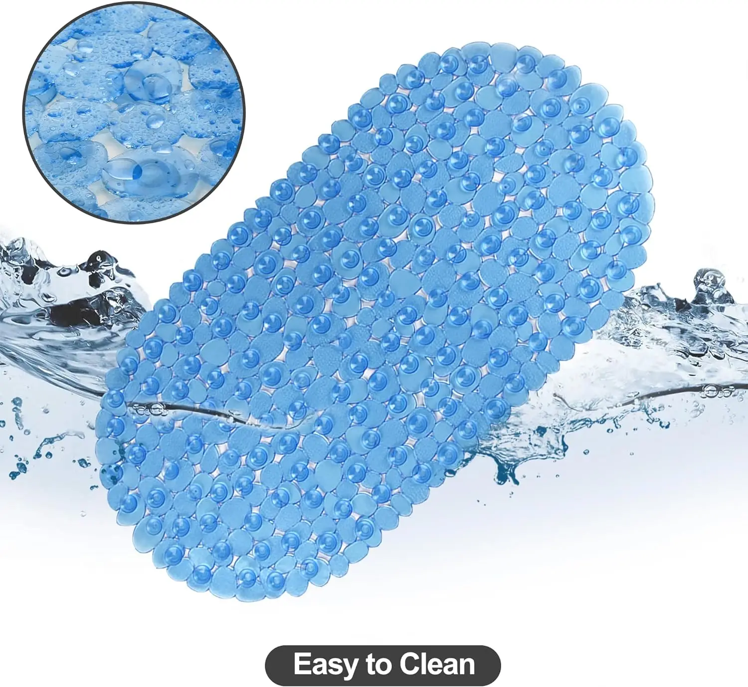 1pc Bathtub Mats with Suction Cups & Drain Holes, 36x69cm/27x14Inch, Pebble Massage Bath Mat for Tub, Machine Washable Safe Mats - Image 6