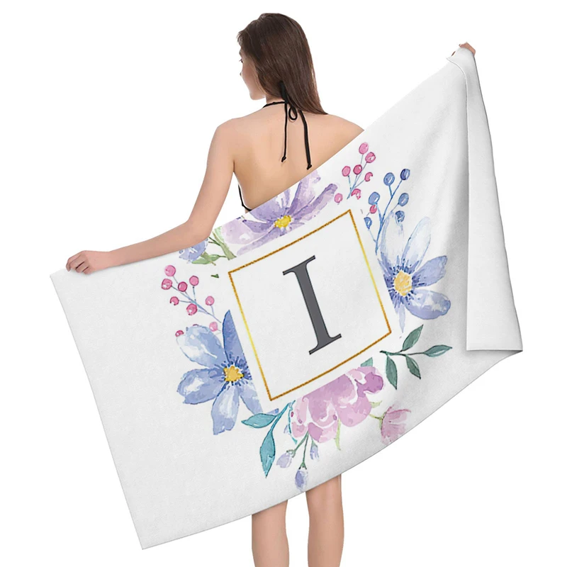 Home bath towels for the body towels bathroom letters and flower quick drying microfiber beach towel man and women large sports - Image 18