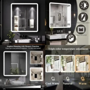 36 x 32 LED-Illuminated Bathroom Medicine Cabinet with Mirror and Adjustable Shelves