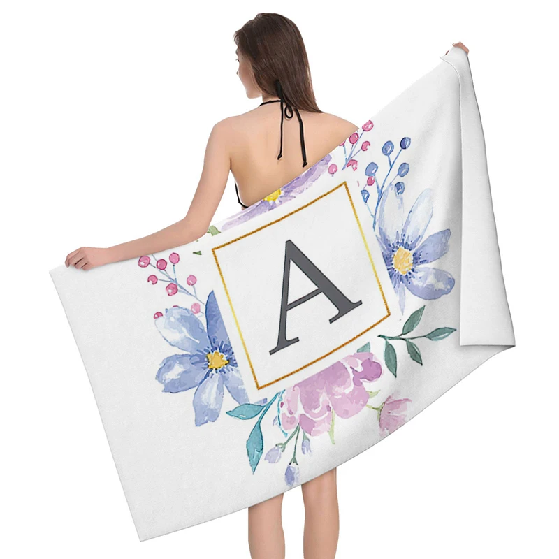 Home bath towels for the body towels bathroom letters and flower quick drying microfiber beach towel man and women large sports - Image 6