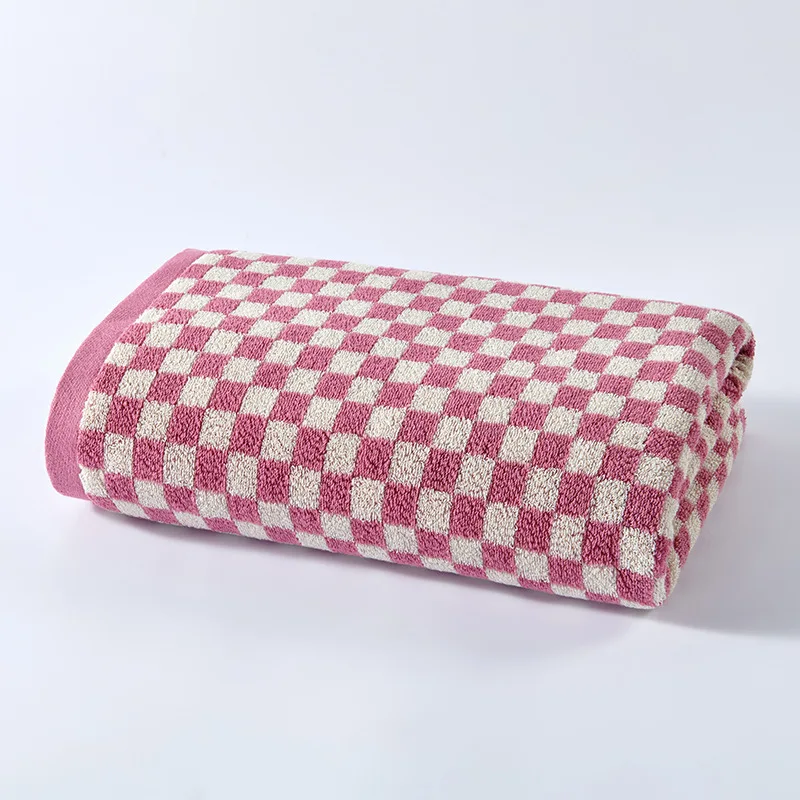 Plaid Towels Set Cotton Yarn-dyed Jacquard Face Towel Absorbent Soft Bath Towel for Home & Hotel Bathroom Towel - Image 8