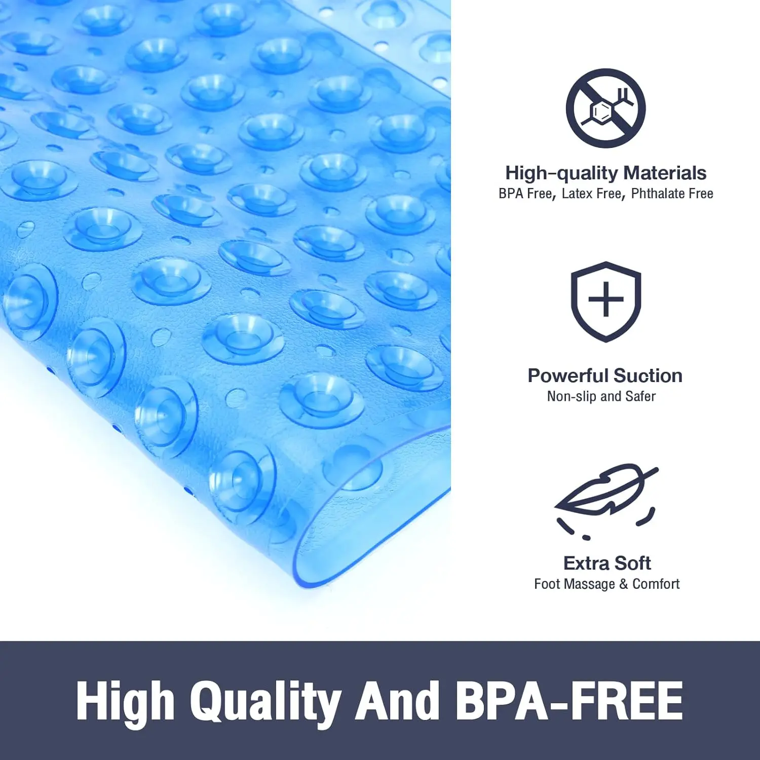 1pc 21x21inch Square Non-Slip Shower Mat – Anti-Slip Shower Mats– Secure Grip for Shower Stall Floors - Bathroom Mat Clear - Image 5