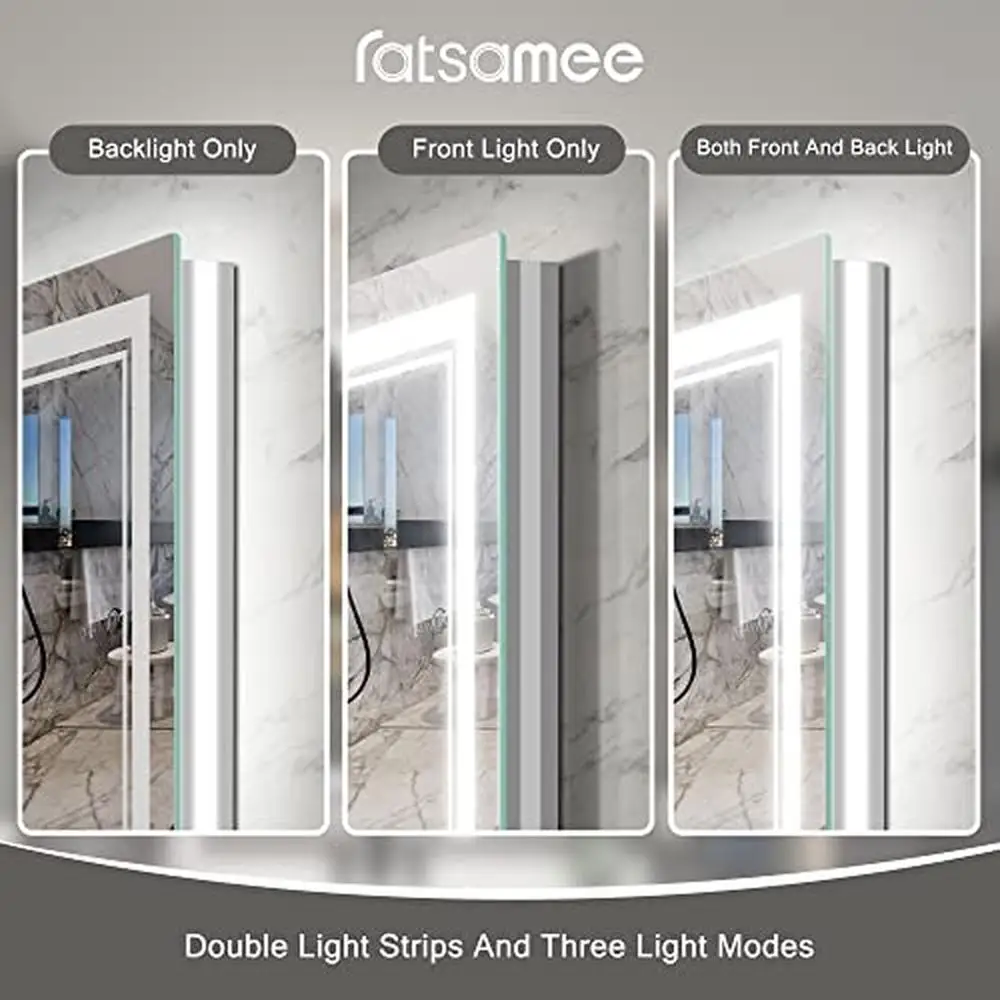 36x30 Inch LED Mirror Bathroom Anti-Fog Dimmable Front Light Backlit Waterproof Aluminum Glass Frame Tempered Shatter-Proof - Image 4