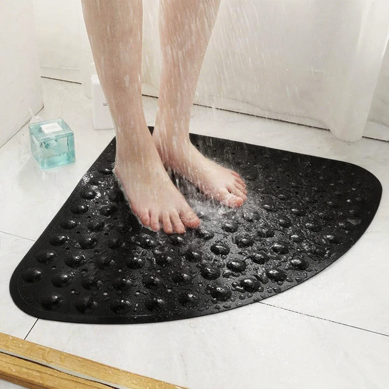 1pc Corner Shower Mat Non Slip - 53x 23cm Corner Shower Mats for Inside Shower, Non Slip Triangle Bath Mat for Bathroom - Image 14