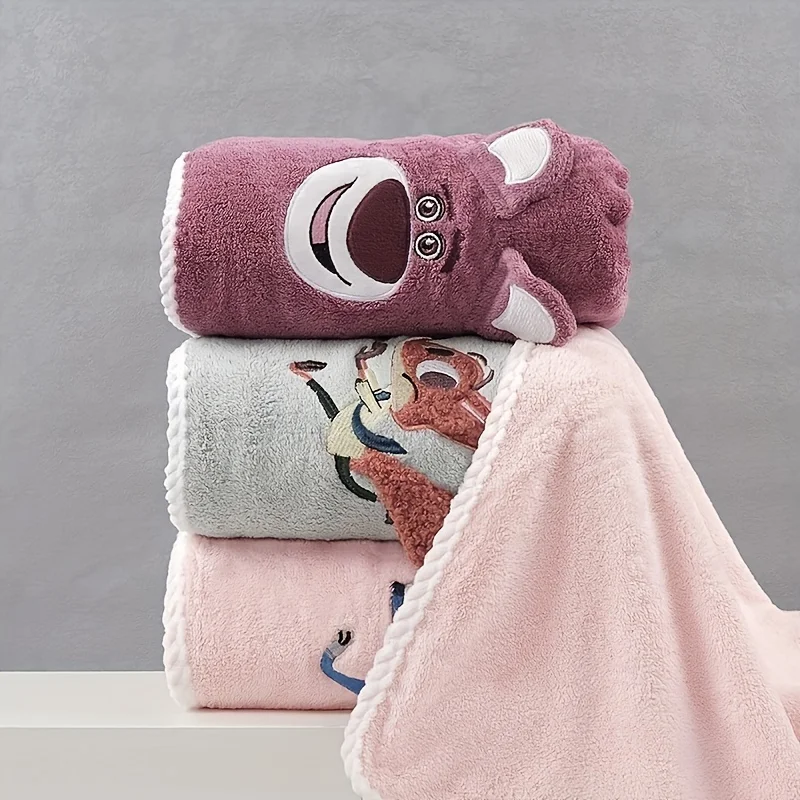 1 coral fleece bath towel, cute cartoon simple quick drying thick towel, absorbent adult wrap towel, bath towel - Image 3