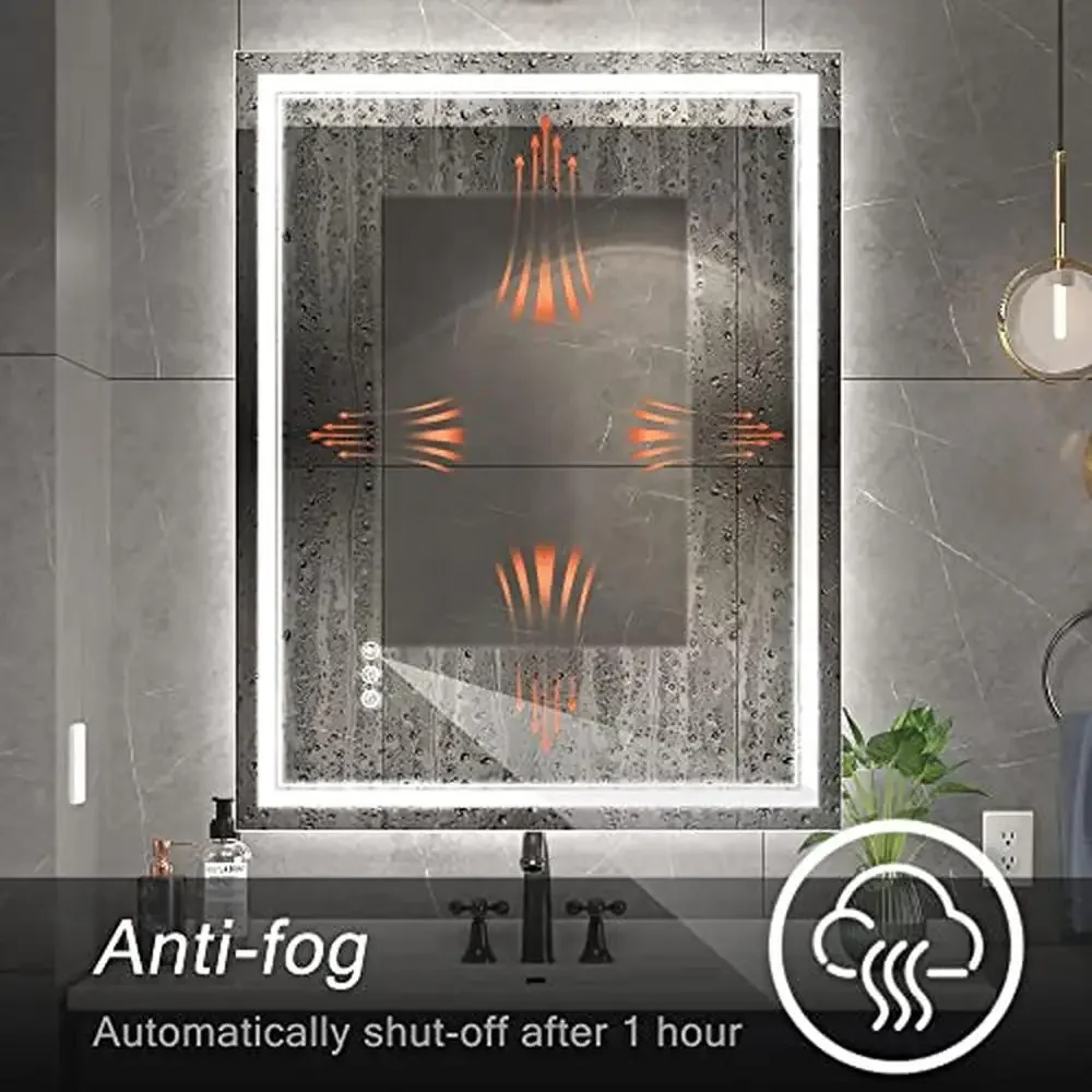 36x30 Inch LED Mirror Bathroom Anti-Fog Dimmable Front Light Backlit Waterproof Aluminum Glass Frame Tempered Shatter-Proof - Image 6