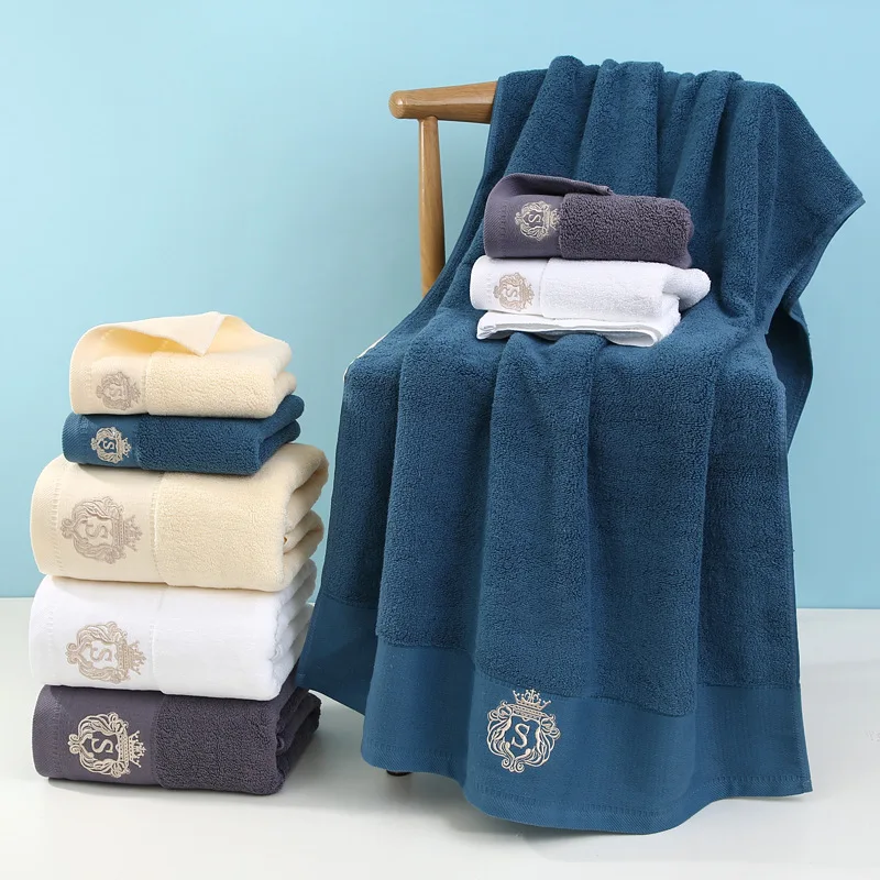 1/5/10PCS Bathroom Cotton Towel 35x75cm 70x140cm Hand Face Bath Towel Soft Gift Absorbent Sport Absorbent Towel 수건 세트 Blue White - Image 5