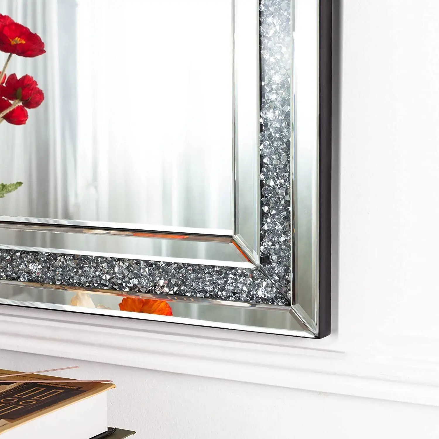 Large Decor Mirrors Rectangle Venetian Wall Mirrors Polished Crush Crystal Diamond Edge 120x60x2.5cm for Living Room Hallway - Image 6