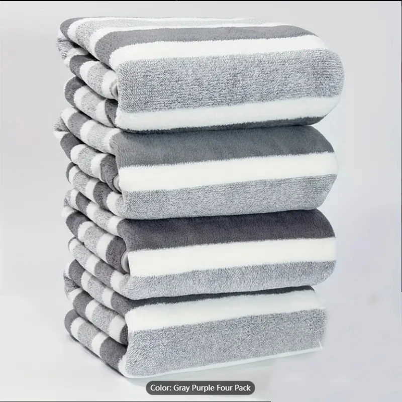 4pcs Striped Bath Towel Set Absorbent & Quick-drying Showering Towels Super Soft & Skin-friendly Bathing Towel For Home Bathroom - Image 9