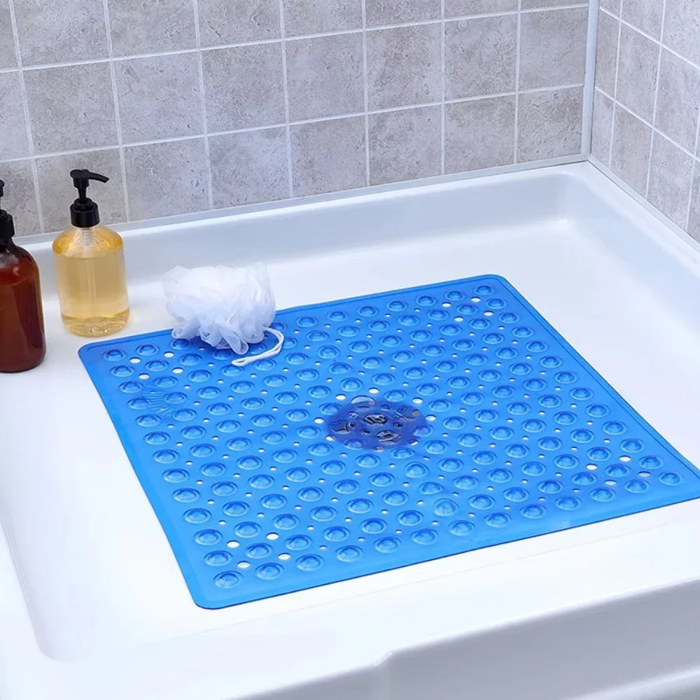 53x53cm Non-slip Shower Mat Suction Cup PVC Bath Mat Square Shower Floor Pad Non Slip Safety Mat for Bathtub Bathroom Carpet