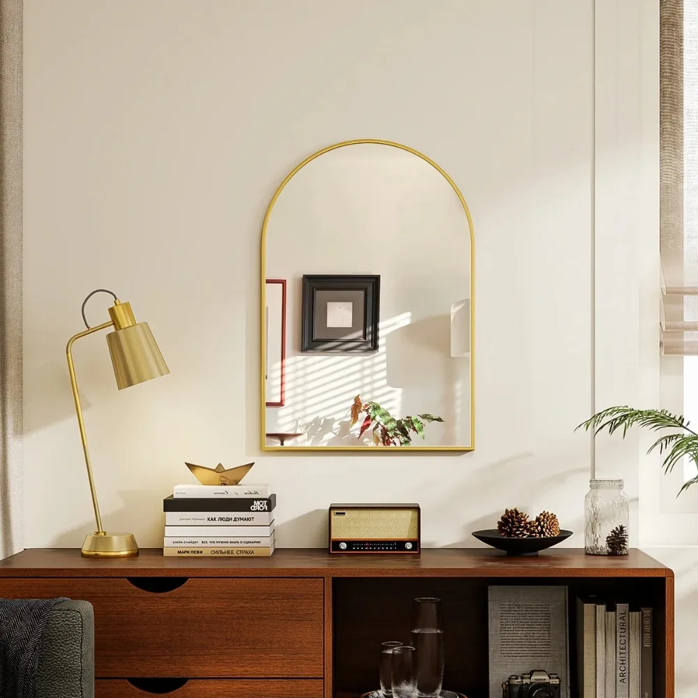 24"x16.1" Arched Vanity Mirror Bathroom Mirror Wall Mounted, Black - Image 2