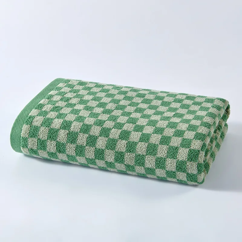 Plaid Towels Set Cotton Yarn-dyed Jacquard Face Towel Absorbent Soft Bath Towel for Home & Hotel Bathroom Towel - Image 4