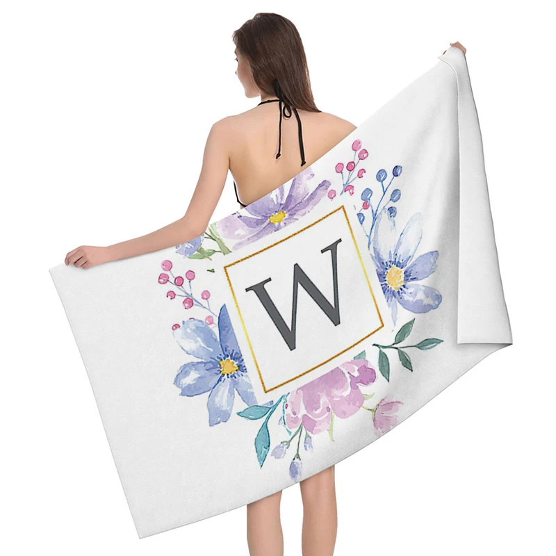 Home bath towels for the body towels bathroom letters and flower quick drying microfiber beach towel man and women large sports - Image 13