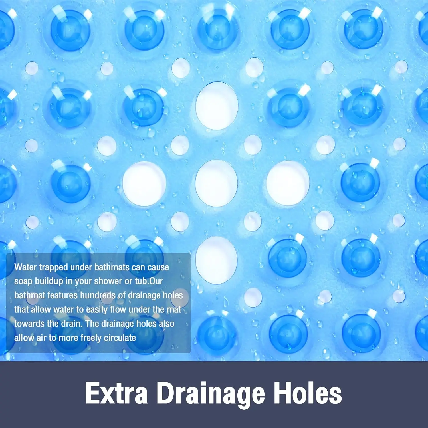 1pc 21x21inch Square Non-Slip Shower Mat – Anti-Slip Shower Mats– Secure Grip for Shower Stall Floors - Bathroom Mat Clear - Image 3