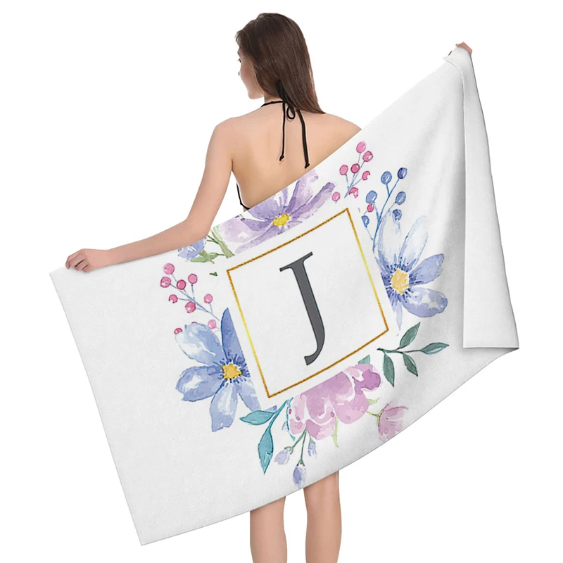 Home bath towels for the body towels bathroom letters and flower quick drying microfiber beach towel man and women large sports - Image 14