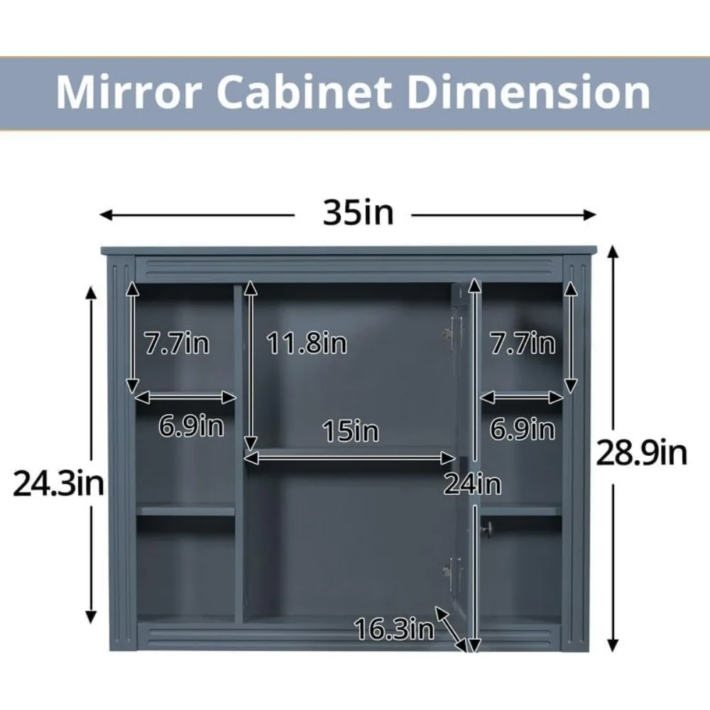 36" Bathroom Vanity with Integrated Resin Sink and Mirror Cabinet, Freestanding Single Basin Vanity Set with Storage Shelves Dra - Image 2