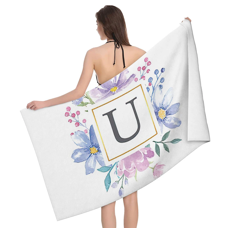 Home bath towels for the body towels bathroom letters and flower quick drying microfiber beach towel man and women large sports - Image 12