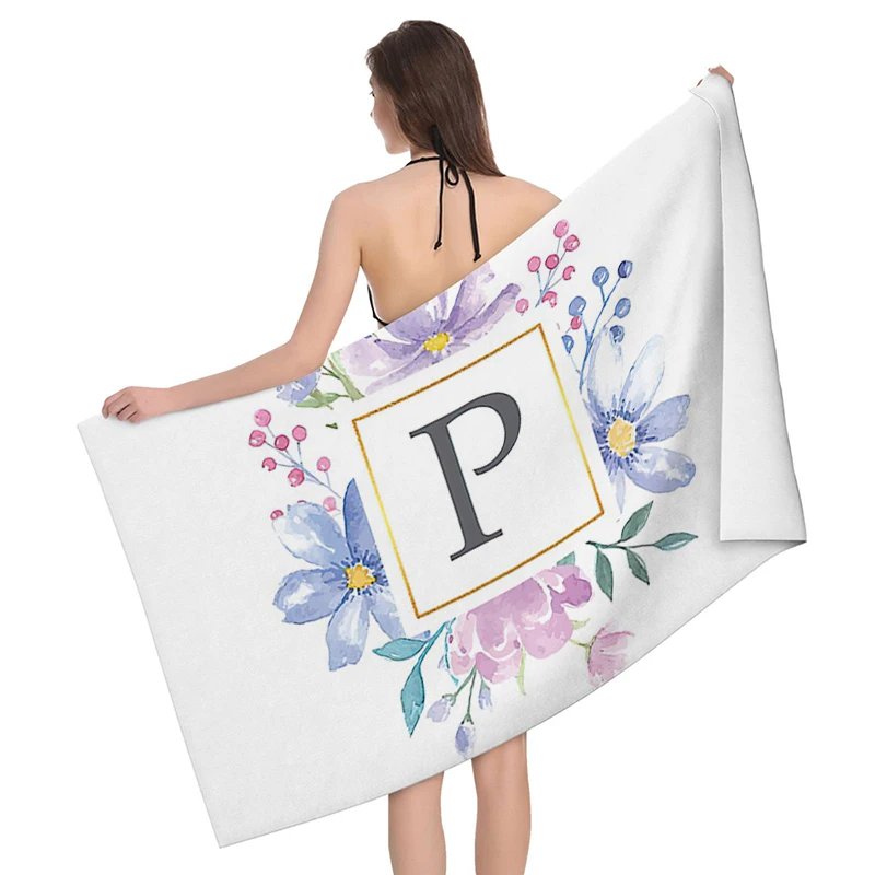 Home bath towels for the body towels bathroom letters and flower quick drying microfiber beach towel man and women large sports - Image 7
