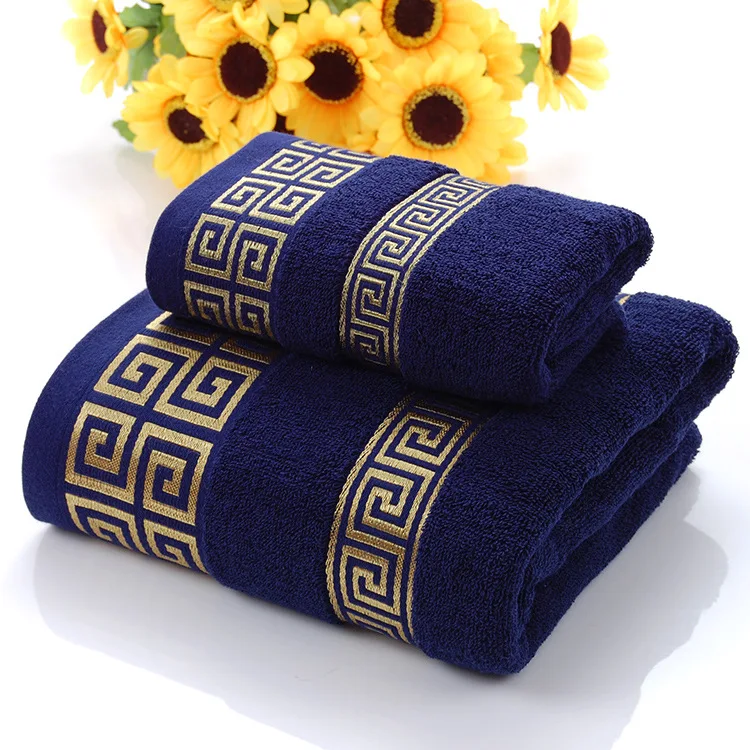2pcs Set Black Bathroom Towel Sets 100% Cotton Embroidered Bathroom Towel Christmas Gift Sport Towel Sets Home Hotel Use 수건 세트 - Image 7