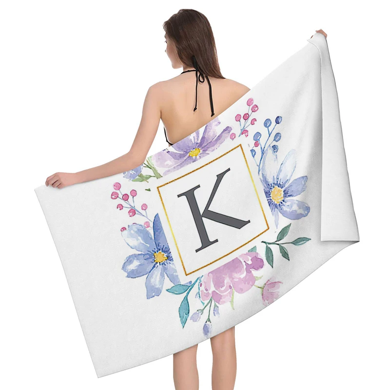 Home bath towels for the body towels bathroom letters and flower quick drying microfiber beach towel man and women large sports - Image 4