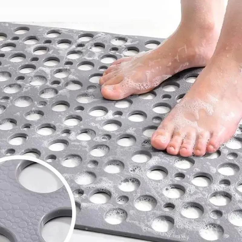 Slip Anti Mould Rubber Anti Slip Bath Mat with Drain Holes Machine Washable Antibacterial Resistant Shower Mat for Shower or Tub - Image 4