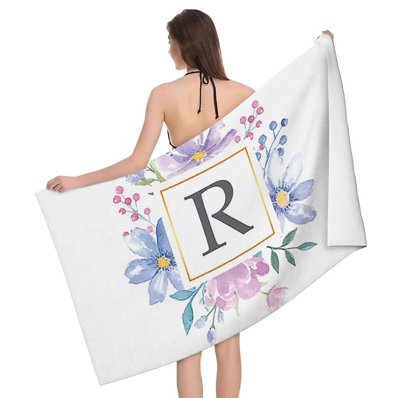 Home bath towels for the body towels bathroom letters and flower quick drying microfiber beach towel man and women large sports - Image 8