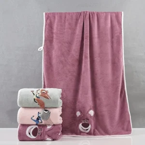 1 coral fleece bath towel, cute cartoon simple quick drying thick towel, absorbent adult wrap towel, bath towel