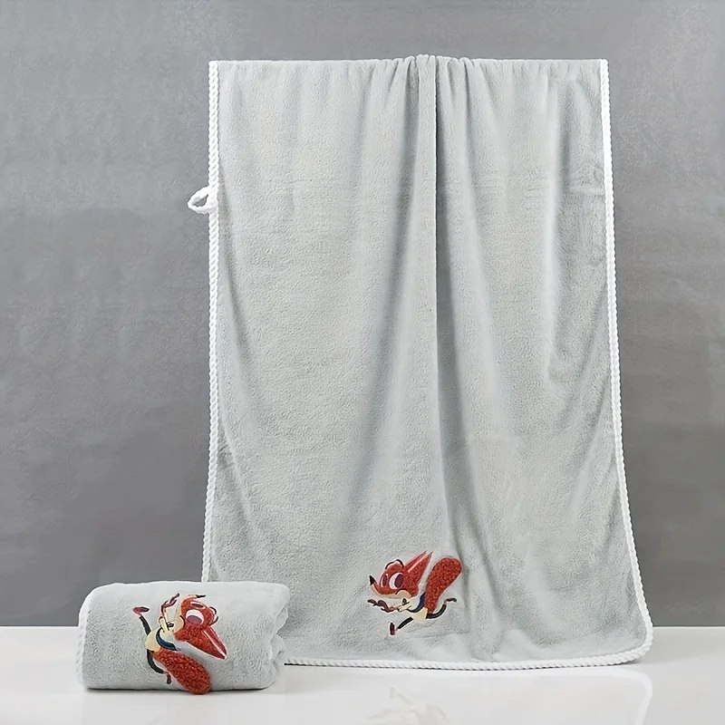 1 coral fleece bath towel, cute cartoon simple quick drying thick towel, absorbent adult wrap towel, bath towel - Image 5