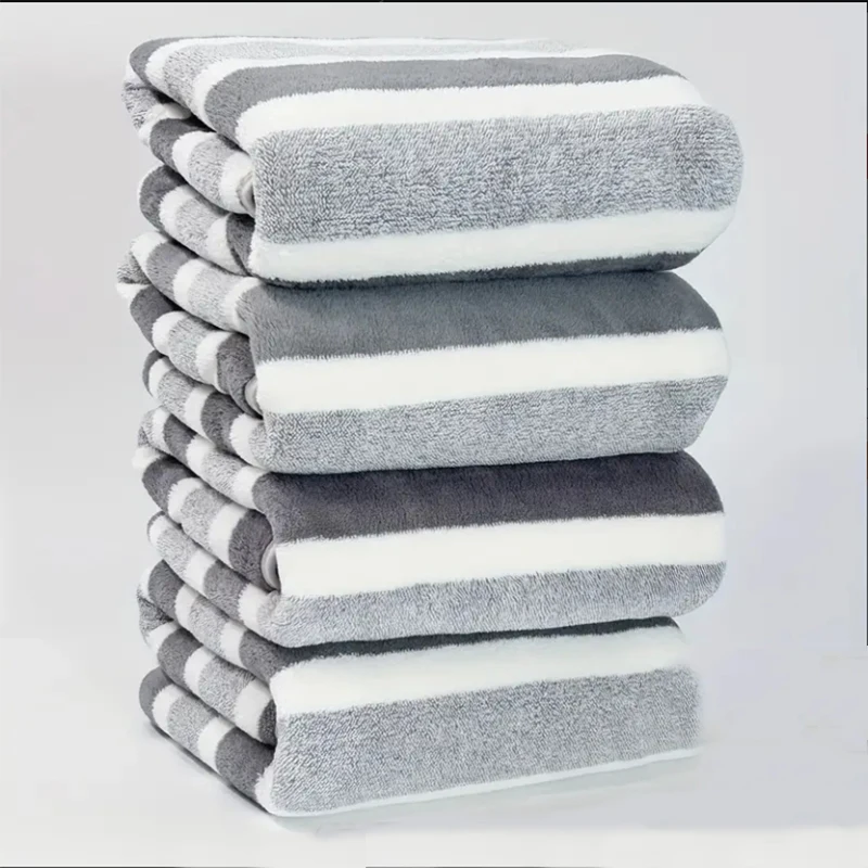4pcs Striped Bath Towel Set Absorbent & Quick-drying Showering Towels Super Soft & Skin-friendly Bathing Towel For Home Bathroom - Image 2