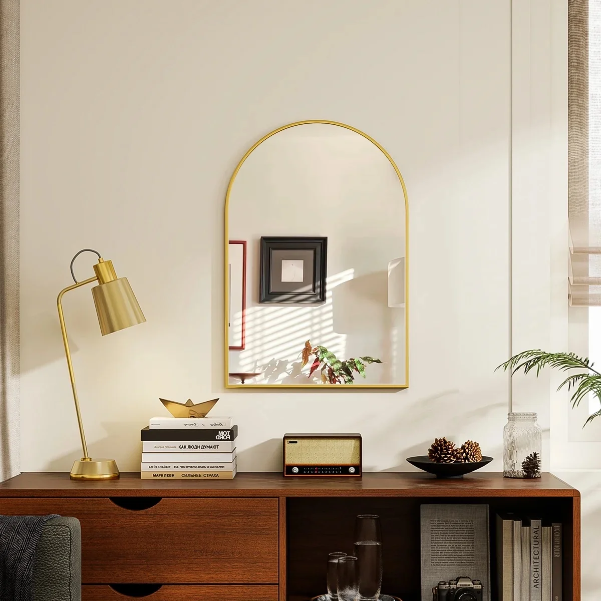 24"x16.1" Arched Vanity Mirror Bathroom Mirror Wall Mounted, Black - Image 6