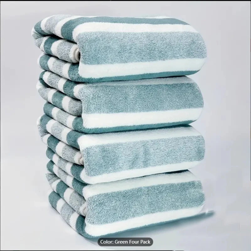 4pcs Striped Bath Towel Set Absorbent & Quick-drying Showering Towels Super Soft & Skin-friendly Bathing Towel For Home Bathroom - Image 11