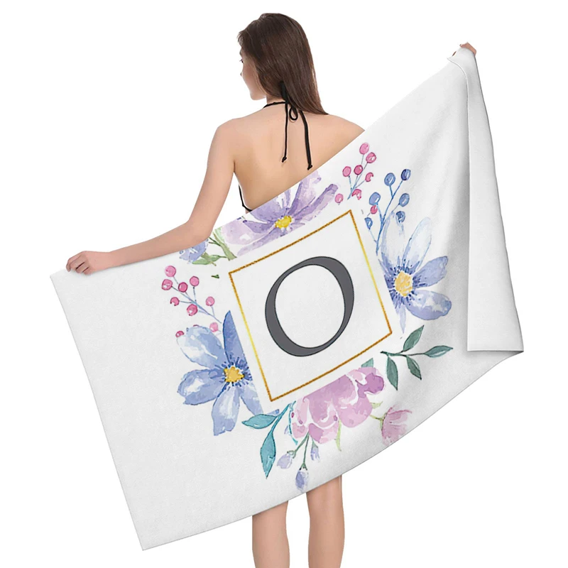 Home bath towels for the body towels bathroom letters and flower quick drying microfiber beach towel man and women large sports - Image 20