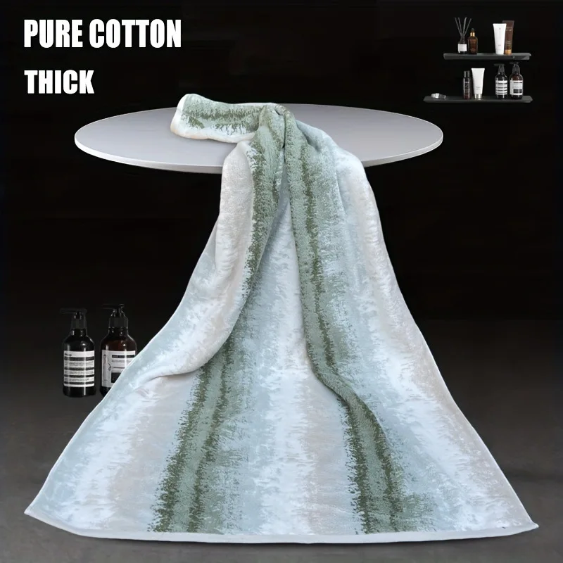100% Cotton Thicked Gradient Color Bath Towel Yarn-dyed Jacquard Towels Absorbent Soft Beach Towels Bathroom Towel - Image 2