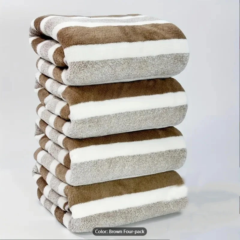 4pcs Striped Bath Towel Set Absorbent & Quick-drying Showering Towels Super Soft & Skin-friendly Bathing Towel For Home Bathroom - Image 8