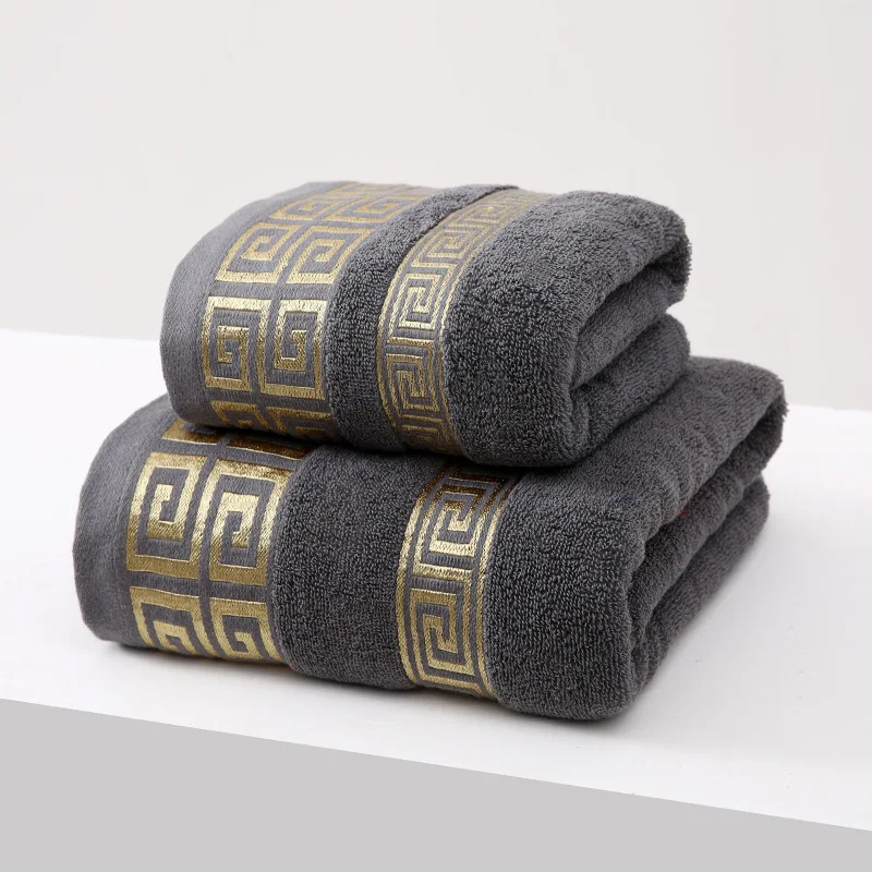 2pcs Set Black Bathroom Towel Sets 100% Cotton Embroidered Bathroom Towel Christmas Gift Sport Towel Sets Home Hotel Use 수건 세트 - Image 10