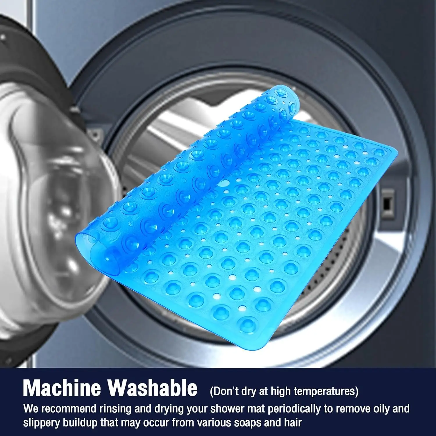 1pc 21x21inch Square Non-Slip Shower Mat – Anti-Slip Shower Mats– Secure Grip for Shower Stall Floors - Bathroom Mat Clear - Image 6