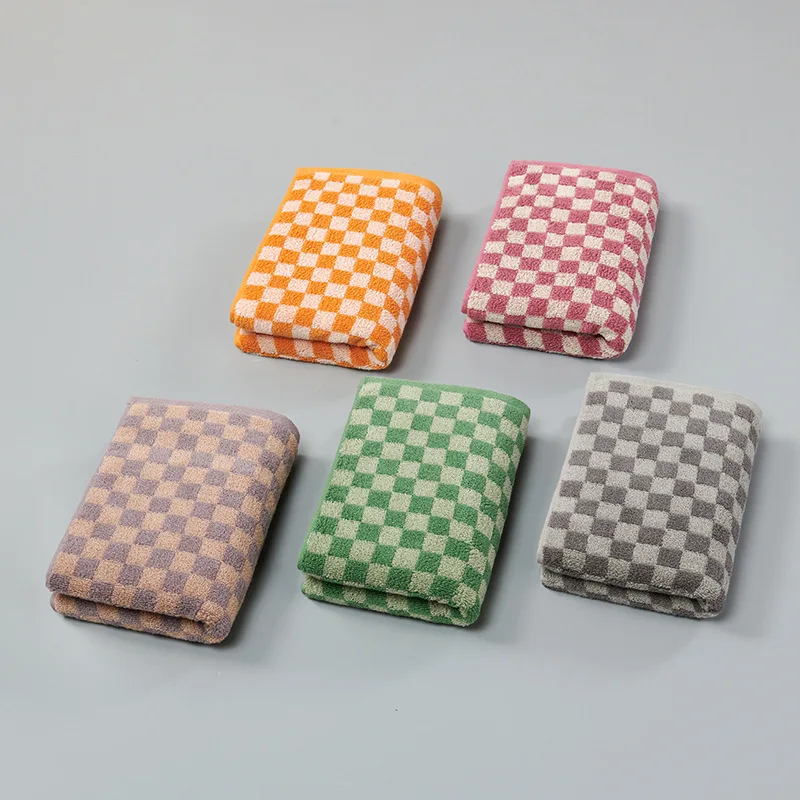 Plaid Towels Set Cotton Yarn-dyed Jacquard Face Towel Absorbent Soft Bath Towel for Home & Hotel Bathroom Towel - Image 2
