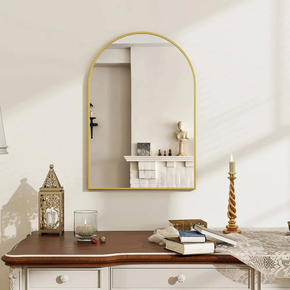 24"x16.1" Arched Vanity Mirror Bathroom Mirror Wall Mounted, Black - Image 3