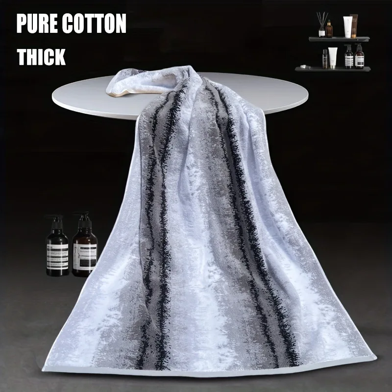 100% Cotton Thicked Gradient Color Bath Towel Yarn-dyed Jacquard Towels Absorbent Soft Beach Towels Bathroom Towel - Image 3