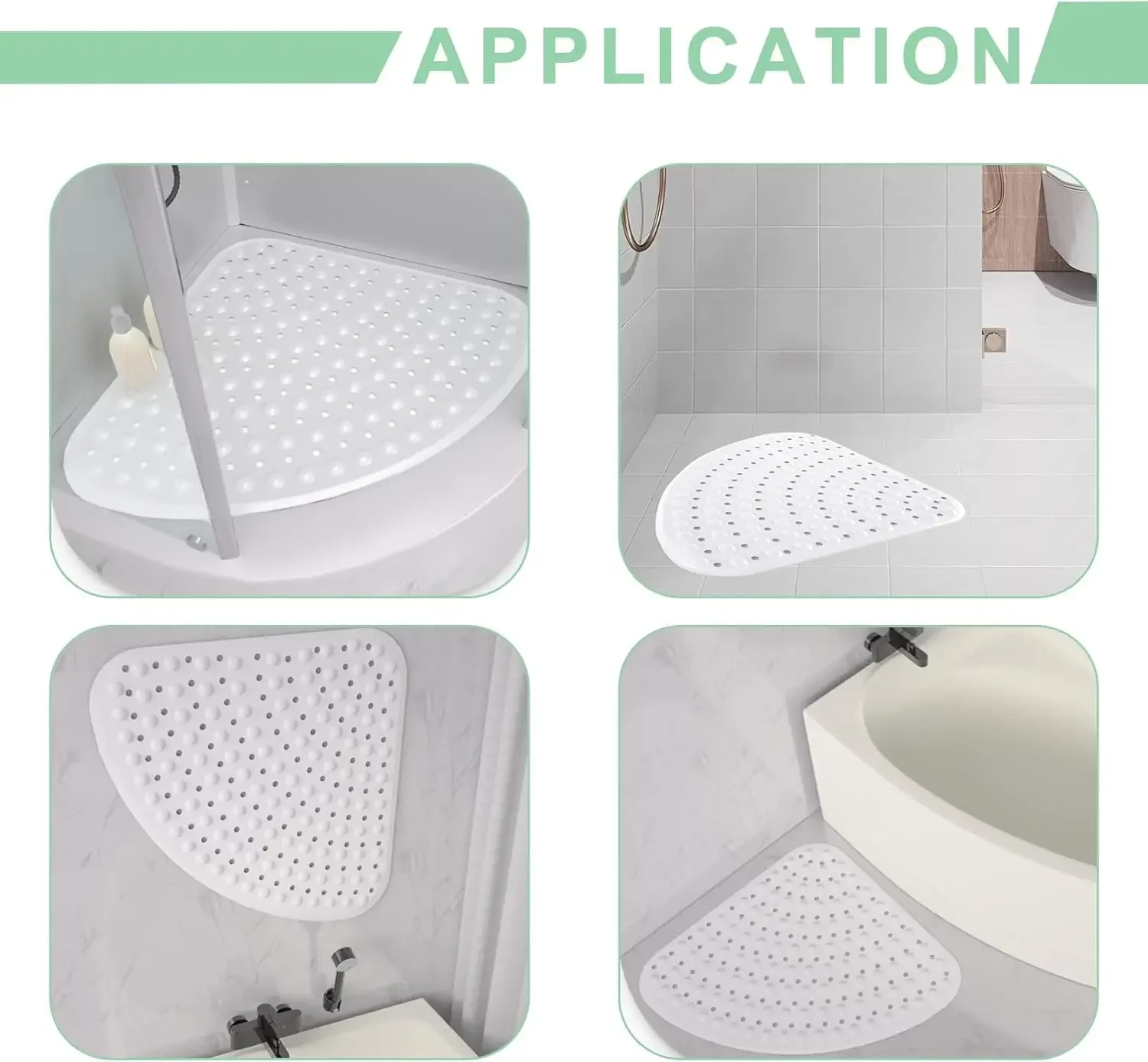 1pc Corner Shower Mat Non Slip - 53x 23cm Corner Shower Mats for Inside Shower, Non Slip Triangle Bath Mat for Bathroom - Image 5