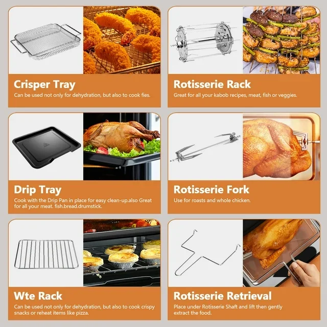 WHALL Toaster Oven, 12QT Air Fryer Oven with 12 Pre-set Cooking Menus, Clear Viewing Window, Up to 95% Less Oil for Healthier - Image 4