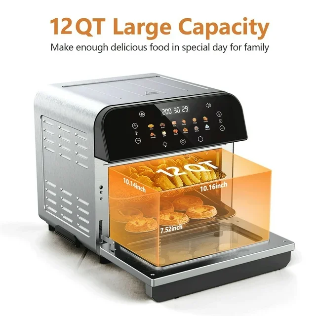 WHALL Toaster Oven, 12QT Air Fryer Oven with 12 Pre-set Cooking Menus, Clear Viewing Window, Up to 95% Less Oil for Healthier - Image 2