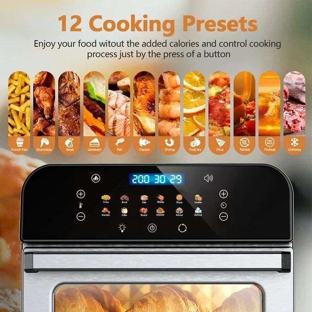 WHALL Toaster Oven, 12QT Air Fryer Oven with 12 Pre-set Cooking Menus, Clear Viewing Window, Up to 95% Less Oil for Healthier - Image 5