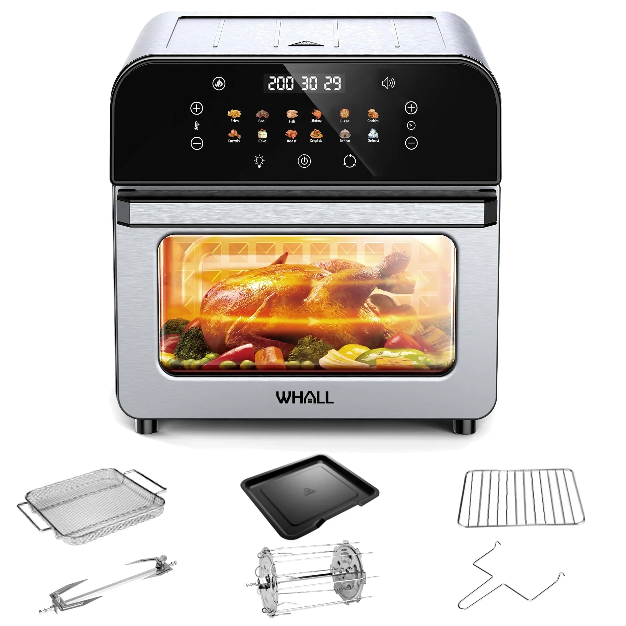 WHALL Toaster Oven, 12QT Air Fryer Oven with 12 Pre-set Cooking Menus, Clear Viewing Window, Up to 95% Less Oil for Healthier - Image 3
