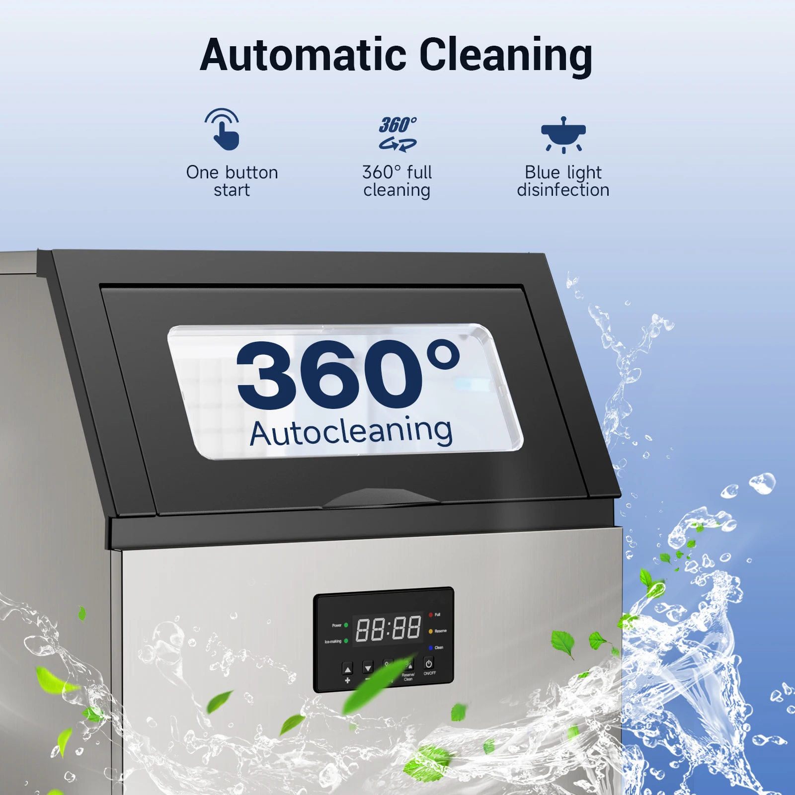 Commercial Ice Maker Machine Stainless Steel Under Counter Ice Maker with 34LBS Ice Bin Freestanding Ice Machine for Home Cafe - Image 5