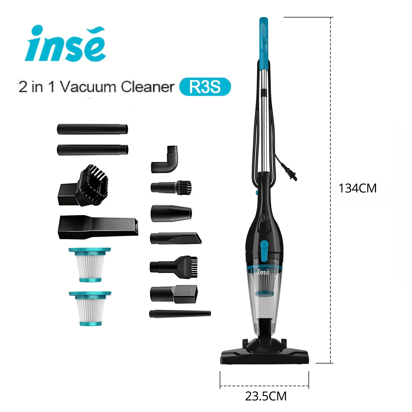 INSE R3S Corded Vacuum Cleaner 16Kpa 6M Extra Long Cord Handheld Vacuum Cleaner for Car Cleaning Hard Floor Household Appliance - Image 4