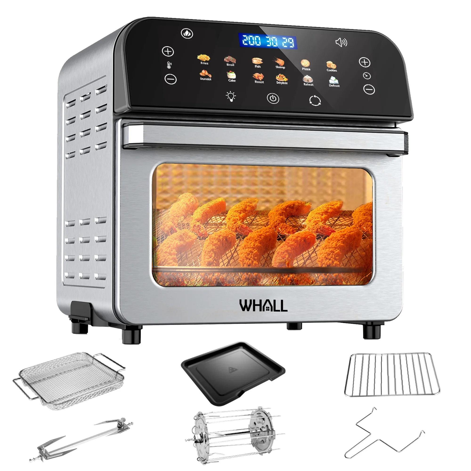 WHALL Toaster Oven, 12QT Air Fryer Oven with 12 Pre-set Cooking Menus, Clear Viewing Window, Up to 95% Less Oil for Healthier