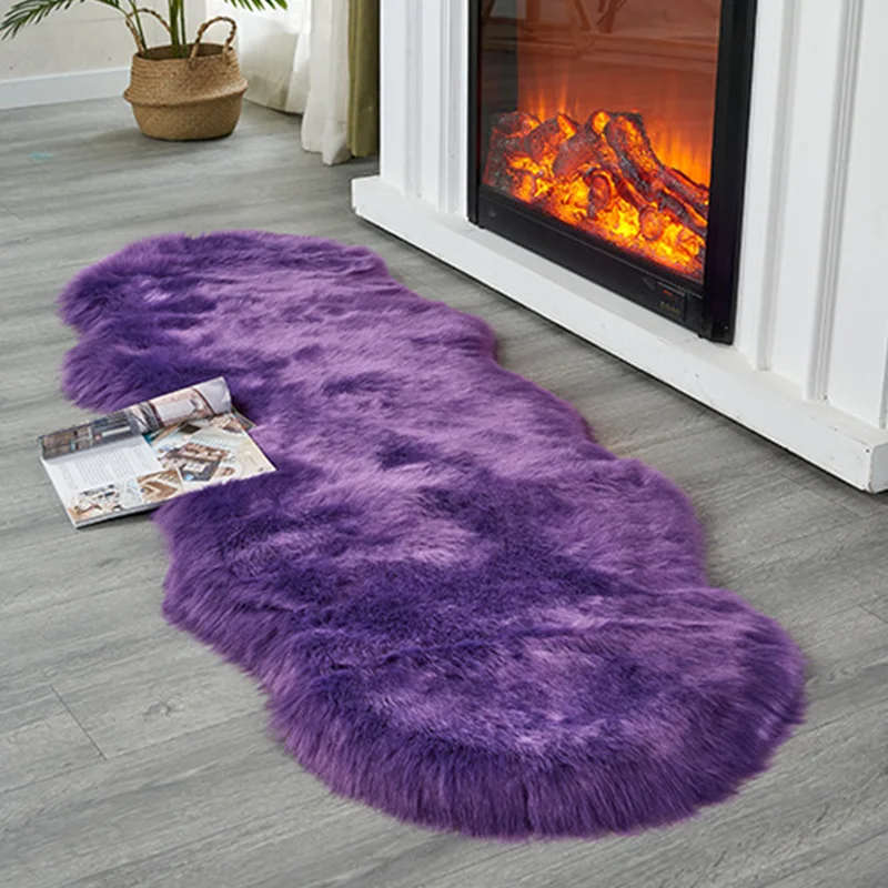 Soft Irregular Rugs For Bedroom Plush Floor Foot Mats Faux Fur Wool Carpets Living Room Lounge Fluffy Bedside Rug Sofa Cushion - Image 13